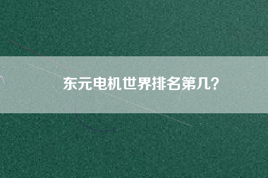 東元電機世界排名第幾？
